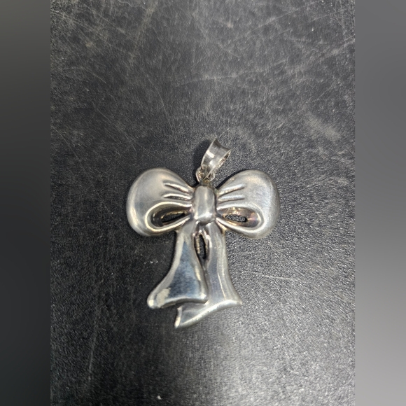 Vintage Sterling‎ Silver Bow Pendant - Picture 1 of 4